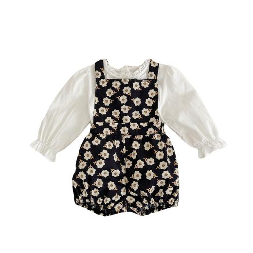 ins 2023春装婴幼儿童绣花花边开衫女宝宝上衣+印花背带裤2件套装 商品图4