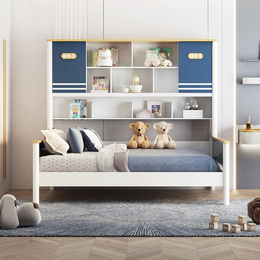 喜梦宝成人床储物男孩蓝色床简约现代抽屉储物 头号选手 商品图0