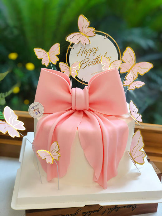 翻糖蝴蝶结奶油蛋糕 下单前请仔细阅读商品详情 商品图0