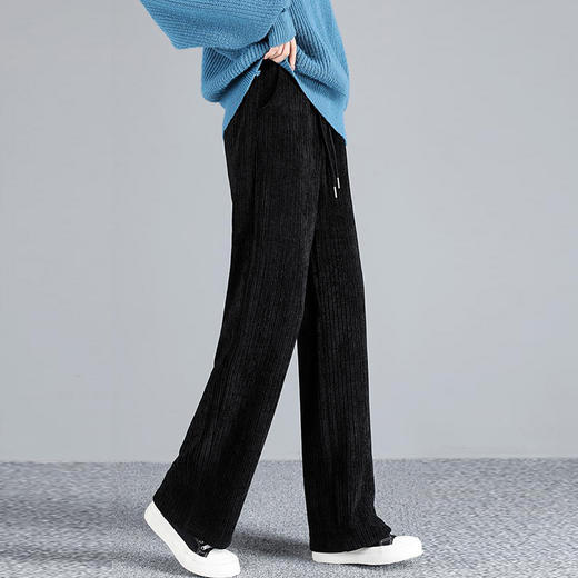 新春款 雪尼尔阔腿裤女 春秋薄款 宽松直筒 垂感十足 时尚百搭裤子 商品图2