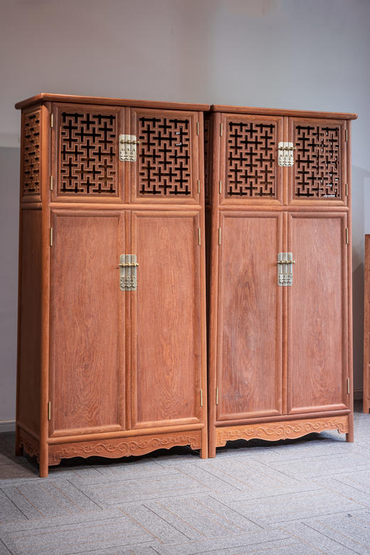 红桥红  家具严选  缅甸花梨（大果紫檀）  【183 攒万字纹 圆角柜】 商品图1