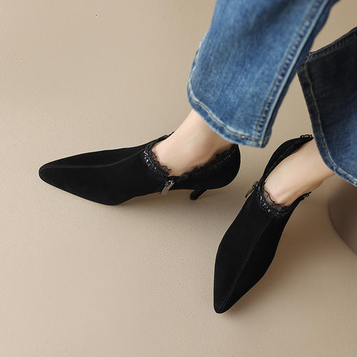 经典基础款，早春高跟深口防水台单鞋蕾丝花边裸靴DB-M5572 商品图4