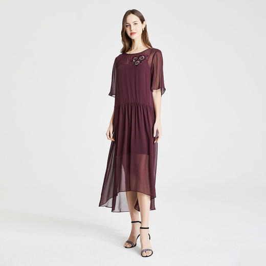 RF8B9斯尔丽2021年春季上新气质淑女珠片花连衣裙 商品图2