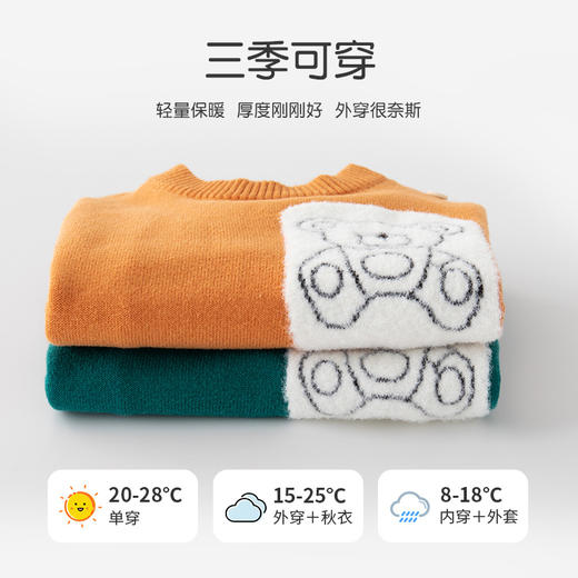 巴布雨韩版A类男童秋装儿童毛衣秋冬款儿童打底衫圆领儿童针织衫 商品图3