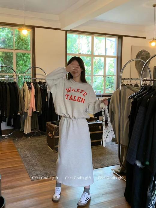 {爆款捡漏}【YW】无忧购春季闺蜜款韩系甜美风字母印花卫衣+半身裙套装99371(2.9截单后7天发货)25年清仓捡漏 商品图5