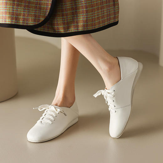 纯色深口乐福鞋，柔软到爆的真皮小白鞋HB-3001 商品图0