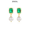 ZEGL祖母绿淡水珍珠耳环女小众设计感高级耳钉925银针复古耳饰品 商品缩略图0