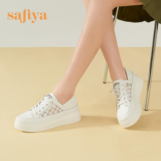 【年后发货】Safiya/索菲娅 春夏两穿2024年春季新款网面透气薄款厚底松糕板鞋 SF31112052/SF41112052 商品图2