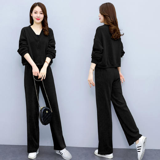 灯芯绒套装女，春季新款女装韩版时尚灯芯绒竖坑条套装休闲潮HR-LLIX39 商品图2