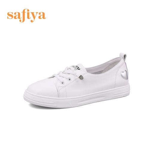 Safiya/索菲娅 春夏透气一脚蹬2023年春季新款网面休闲平底小白鞋 SF31112063 商品图9