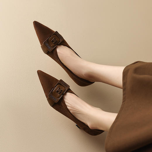 舒适百搭，尖头真皮中口高跟单鞋DB-M5565 商品图5