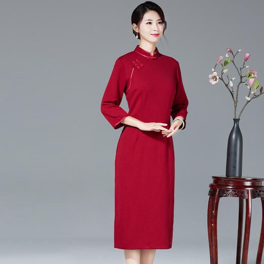 LLX-83692气质红色修身高腰连衣裙 商品图1