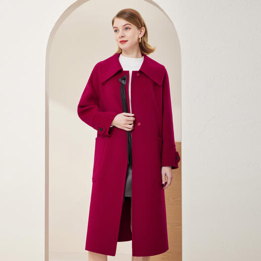 MD908斯尔丽瑟丽2022年新款商场同款大领皮袢流苏中长大衣 商品图0