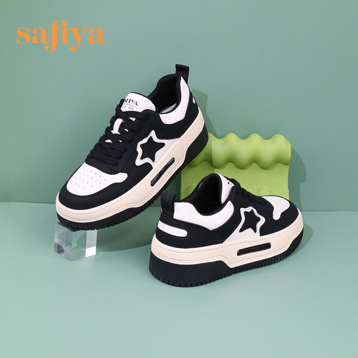 Safiya/索菲娅 新潮学院风2023年春季新款复古拼色厚底休闲星星板鞋 SF31112422 商品图3
