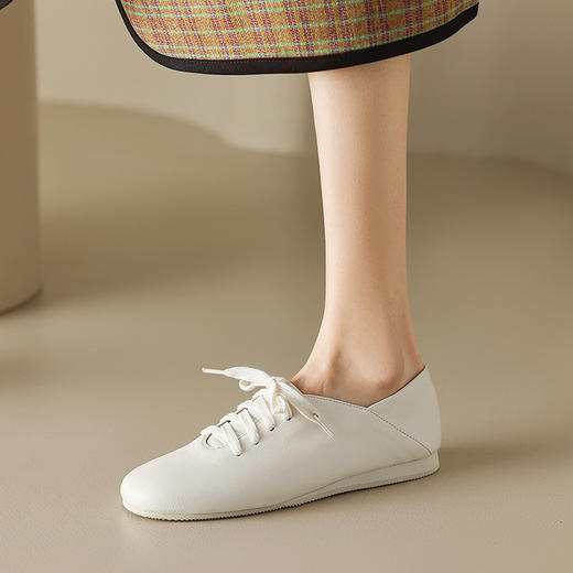 纯色深口乐福鞋，柔软到爆的真皮小白鞋HB-3001 商品图1