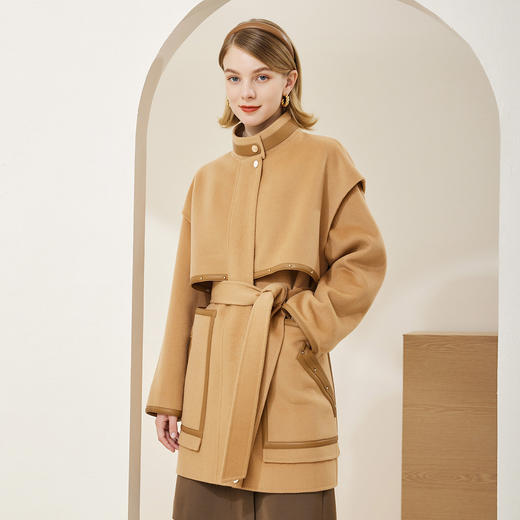 MD914斯尔丽瑟俪2022年冬季新品商场同款帅气机车风羊毛大衣 商品图2