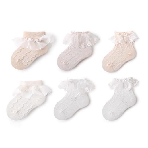 【3双装】春夏新款网眼宝宝袜子女童公主袜薄款婴幼儿童精梳棉大花边袜 商品图1