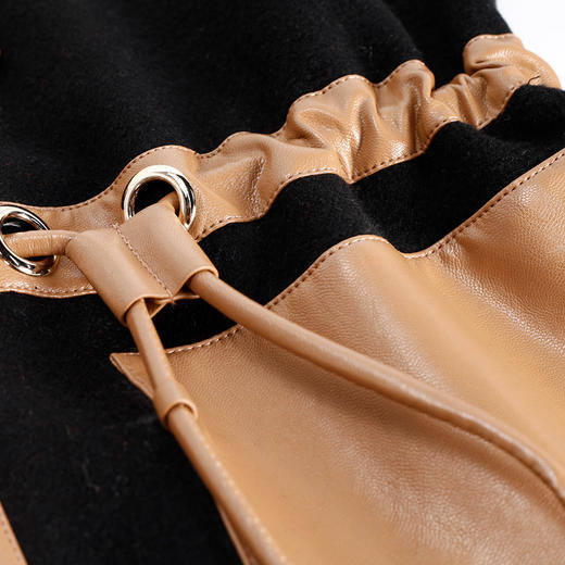 MD911斯尔丽瑟俪2022年冬上新拼皮中长款帅气大衣 商品图4