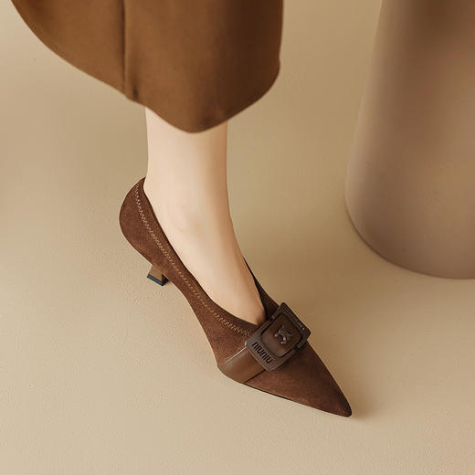 舒适百搭，尖头真皮中口高跟单鞋DB-M5565 商品图3