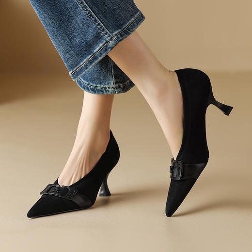 舒适百搭，尖头真皮中口高跟单鞋DB-M5565 商品图7