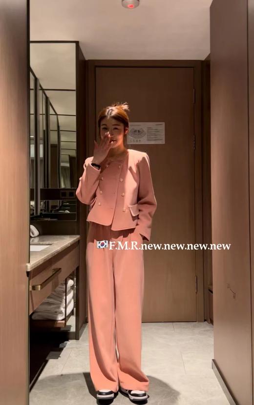 {爆款捡漏}【YW】无忧购春季闺蜜款小香风圆领双排扣灯芯绒高腰宽松直筒长裤两件套装3020(2.9截单后7天发货）25年清仓捡漏 商品图4