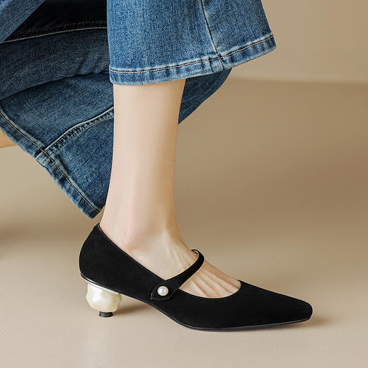 方头日常，真皮异形跟玛丽珍单鞋HB-3085 商品图8