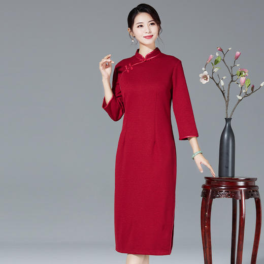 LLX-83692气质红色修身高腰连衣裙 商品图2