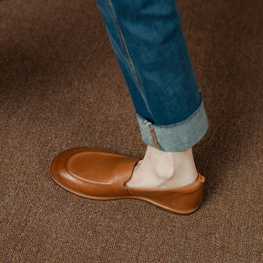 质感百搭，软到套包鞋皮料上层专业手工打磨单鞋PS1231 商品图4