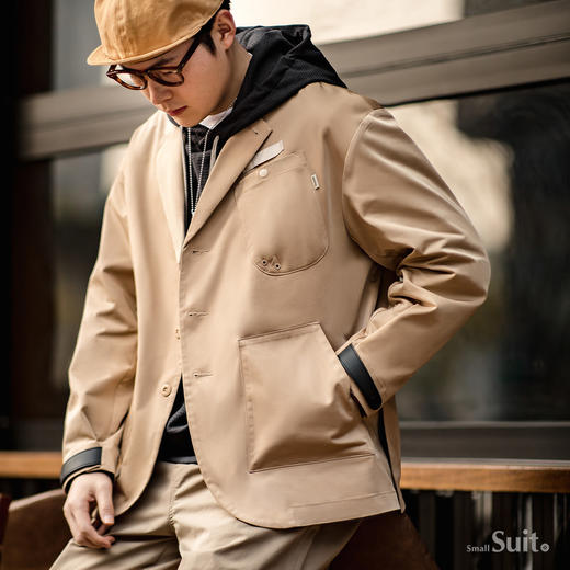 工装优选 美式休闲平驳领小西装夹克多口袋机能宽松西服外套男春 商品图2
