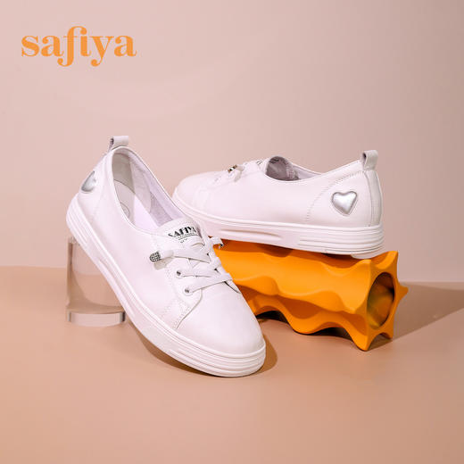 Safiya/索菲娅 春夏透气一脚蹬2023年春季新款网面休闲平底小白鞋 SF31112063 商品图8