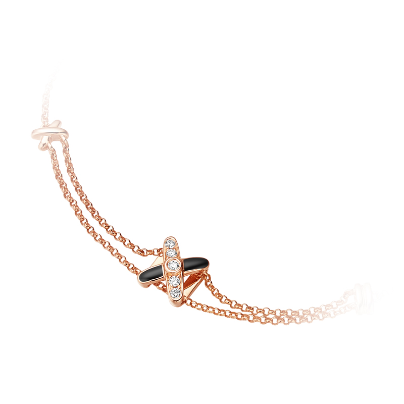 ［结·锁系列］18K玫瑰金钻石手链