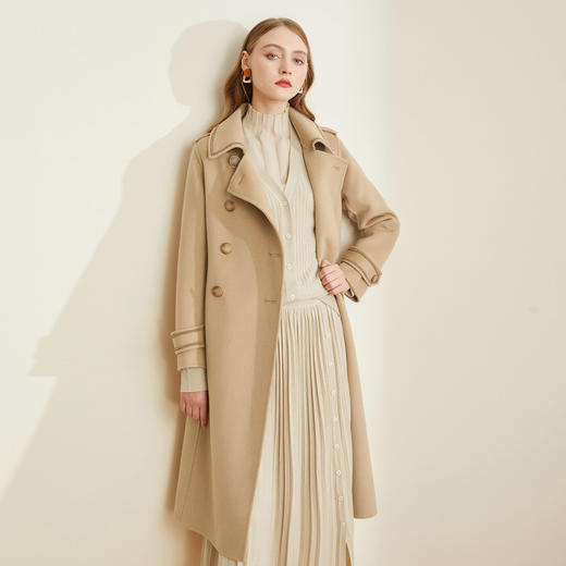 LH970斯尔丽瑟俪专柜同款2021冬新款帅气军旅风通勤外套中长羊毛大衣女 商品图0