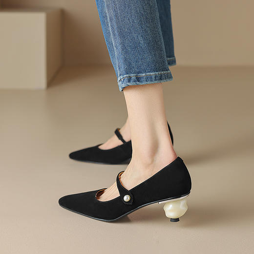 方头日常，真皮异形跟玛丽珍单鞋HB-3085 商品图7