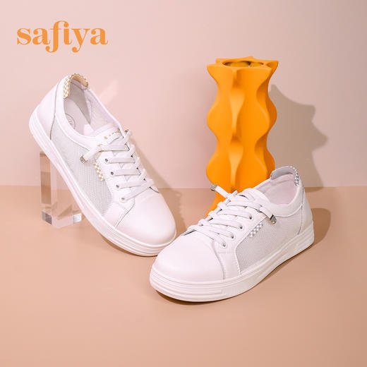 Safiya/索菲娅 春夏一脚蹬2023年春季新款网面透气平底百搭休闲鞋 SF31112059 商品图4