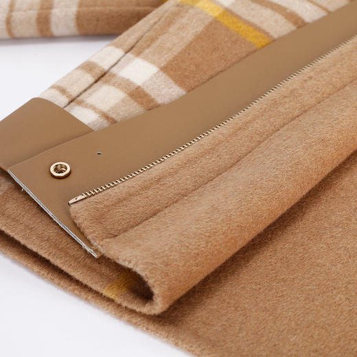 MD919斯尔丽瑟俪2022年冬上新时尚格纹拼针织帽大衣 商品图4