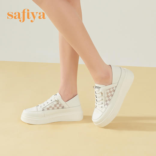 【年后发货】Safiya/索菲娅 春夏两穿2024年春季新款网面透气薄款厚底松糕板鞋 SF31112052/SF41112052 商品图0