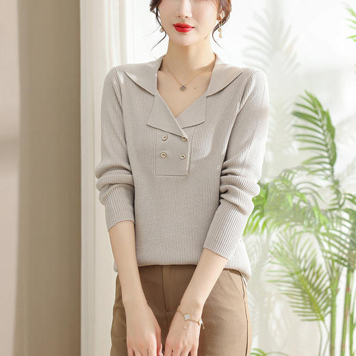 早春上衣女春季新款，漂亮小衫长袖针织衫修身配裙子毛衣打底衫CC-103-23003 商品图3