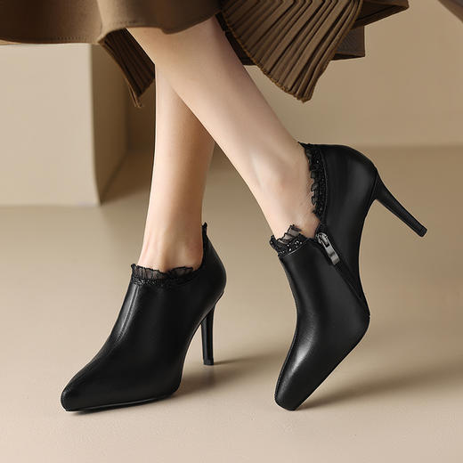 经典基础款，早春高跟深口防水台单鞋蕾丝花边裸靴DB-M5572 商品图6