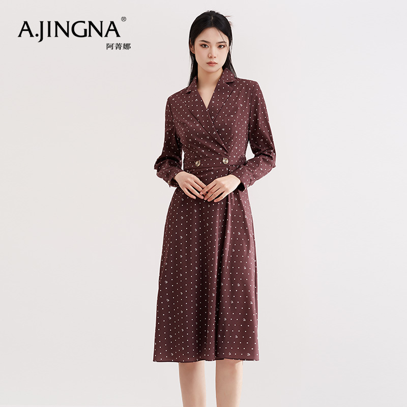 【特价不退换】阿菁娜复古气质感收腰连衣裙A25Q112010