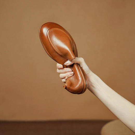 质感百搭，软到套包鞋皮料上层专业手工打磨单鞋PS1231 商品图0