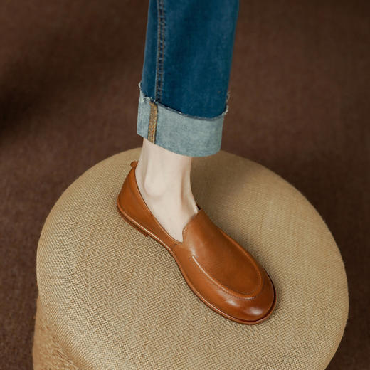 质感百搭，软到套包鞋皮料上层专业手工打磨单鞋PS1231 商品图3