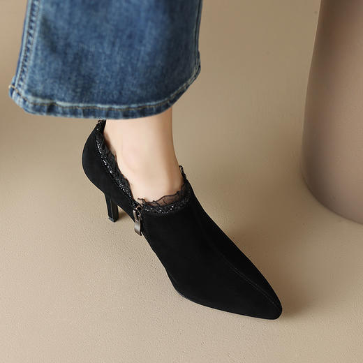 经典基础款，早春高跟深口防水台单鞋蕾丝花边裸靴DB-M5572 商品图3
