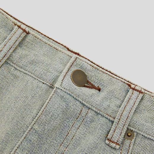 GOODBAI水洗浅灰logo刺绣毛边牛仔短裙 商品图3