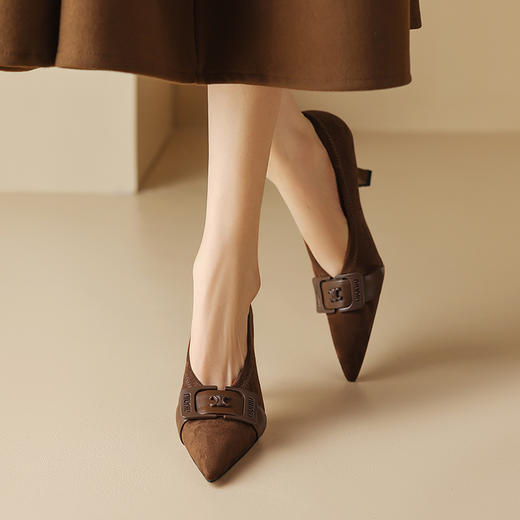 舒适百搭，尖头真皮中口高跟单鞋DB-M5565 商品图2
