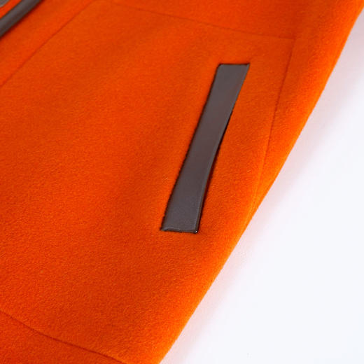 MD916斯尔丽瑟俪2022年冬上新拼皮撞色宽松版中长款帅气大衣外套 商品图4