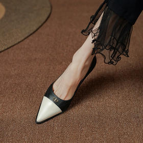 优雅简约，头层小牛皮复古轻奢浅口单鞋PS1252