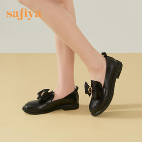 Safiya/索菲娅 甜酷学院风2023年春季新款蝴蝶结浅口英伦JK小皮鞋 SF31112067