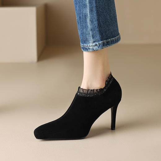 经典基础款，早春高跟深口防水台单鞋蕾丝花边裸靴DB-M5572 商品图2