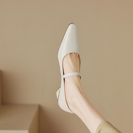 方头日常，真皮异形跟玛丽珍单鞋HB-3085 商品图3