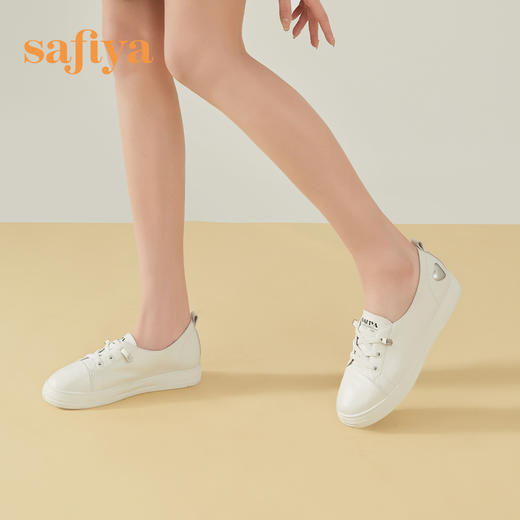 Safiya/索菲娅 春夏透气一脚蹬2023年春季新款网面休闲平底小白鞋 SF31112063 商品图1